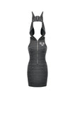 Striped Wolf-Ear Hoodie Dress DW1109