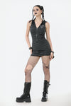 Striped Wolf-Ear Hoodie Dress DW1109