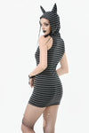 Striped Wolf-Ear Hoodie Dress DW1109