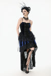 Royal Indigo Velvet & Lace Gothic Dress with Crown Lace and Tiered Tail Hem DW1113