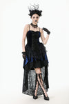 Royal Indigo Velvet & Lace Gothic Dress with Crown Lace and Tiered Tail Hem DW1113