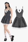 Sweetheart Lace and Striped & White Lolita Dress with Adjustable Straps DW1114