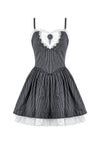 Sweetheart Lace and Striped & White Lolita Dress with Adjustable Straps DW1114