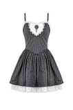 Sweetheart Lace and Striped & White Lolita Dress with Adjustable Straps DW1114