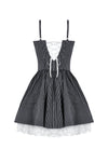 Sweetheart Lace and Striped & White Lolita Dress with Adjustable Straps DW1114