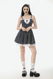Sweetheart Lace and Striped & White Lolita Dress with Adjustable Straps DW1114