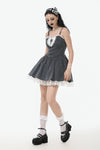 Sweetheart Lace and Striped & White Lolita Dress with Adjustable Straps DW1114
