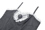 Sweetheart Lace and Striped & White Lolita Dress with Adjustable Straps DW1114