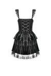 Gothic Midnight Velvet Dress with Lace Petal Sleeves and Layered Ruffle Skirt DW1115