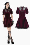 Gothic Duchess Crimson Velvet Puff Dress DW1117