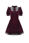 Gothic Duchess Crimson Velvet Puff Dress DW1117