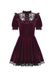 Gothic Duchess Crimson Velvet Puff Dress DW1117
