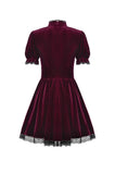 Gothic Duchess Crimson Velvet Puff Dress DW1117