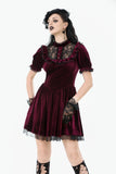 Gothic Duchess Crimson Velvet Puff Dress DW1117