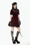 Gothic Duchess Crimson Velvet Puff Dress DW1117