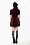 Gothic Duchess Crimson Velvet Puff Dress DW1117