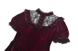 Gothic Duchess Crimson Velvet Puff Dress DW1117