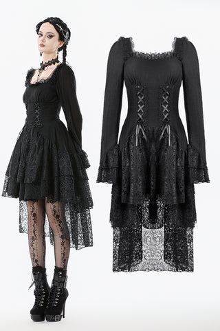 Romantic Gothic Lace High-Low Tiered Dress DW1138