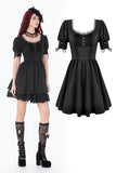 Gothic Lace Square-Neck Puff Sleeve Dress DW1140 - Gothlolibeauty