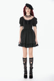 Gothic Lace Square-Neck Puff Sleeve Dress DW1140 - Gothlolibeauty