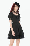 Gothic Lace Square-Neck Puff Sleeve Dress DW1140 - Gothlolibeauty