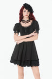 Gothic Lace Square-Neck Puff Sleeve Dress DW1140 - Gothlolibeauty