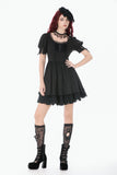 Gothic Lace Square-Neck Puff Sleeve Dress DW1140 - Gothlolibeauty