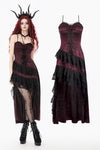 Gothic Red Rose Asymmetric Layered Lace Ruffle dress DW1142