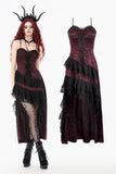 Gothic Red Rose Asymmetric Layered Lace Ruffle dress DW1142