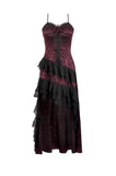 Gothic Red Rose Asymmetric Layered Lace Ruffle dress DW1142