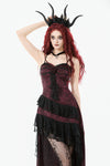 Gothic Red Rose Asymmetric Layered Lace Ruffle dress DW1142