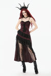 Gothic Red Rose Asymmetric Layered Lace Ruffle dress DW1142
