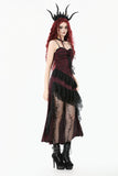 Gothic Red Rose Asymmetric Layered Lace Ruffle dress DW1142