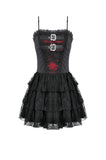 Crimson Shadow Layered Lace Cake Dress DW1146 - Gothlolibeauty