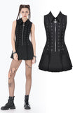 Skull-Collar Tactical Punk Sleeveless Dress DW1147 - Gothlolibeauty