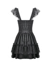 Gothic Lolita Jacquard Lace Flutter-Sleeve Cake Mini Dress DW1171