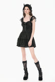 Gothic Lolita Jacquard Lace Flutter-Sleeve Cake Mini Dress DW1171