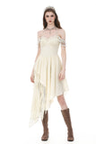 Vintage Gothic Textured Lace Irregular Strap Dress DW1172