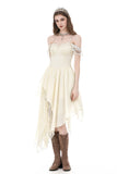 Vintage Gothic Textured Lace Irregular Strap Dress DW1172
