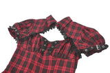 Retro Punk Red Plaid Cutout Lace-Up Mini Dress DW1174
