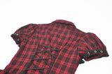 Retro Punk Red Plaid Cutout Lace-Up Mini Dress DW1174