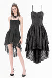 Gothic Romantic All-Stretch Lace Cami Dress with High-Low Ruffle Tail Hem DW1178