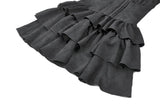 Gothic Halter Lace Patchwork Rose Jacquard Tiered Ruffle Mini Dress DW1179