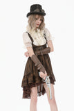 Steampunk Vintage Tie-Dye Leather Patchwork Lace Dress DW1181