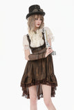 Steampunk Vintage Tie-Dye Leather Patchwork Lace Dress DW1181