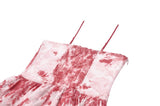Bloody Romance - Gothic Asymmetric Tiered Dress in Red-White Tie-Dye Chiffon DW1182