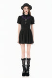 Dark Academic Purple Mesh Lace Patchwork Collar Puff Sleeve Dress DW1184