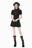 Dark Academic Purple Mesh Lace Patchwork Collar Puff Sleeve Dress DW1184