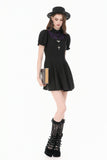 Dark Academic Purple Mesh Lace Patchwork Collar Puff Sleeve Dress DW1184