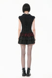 Gothic Punk Mini Dress with Ruffled Collar and Tiered Cake Skirt DW1186